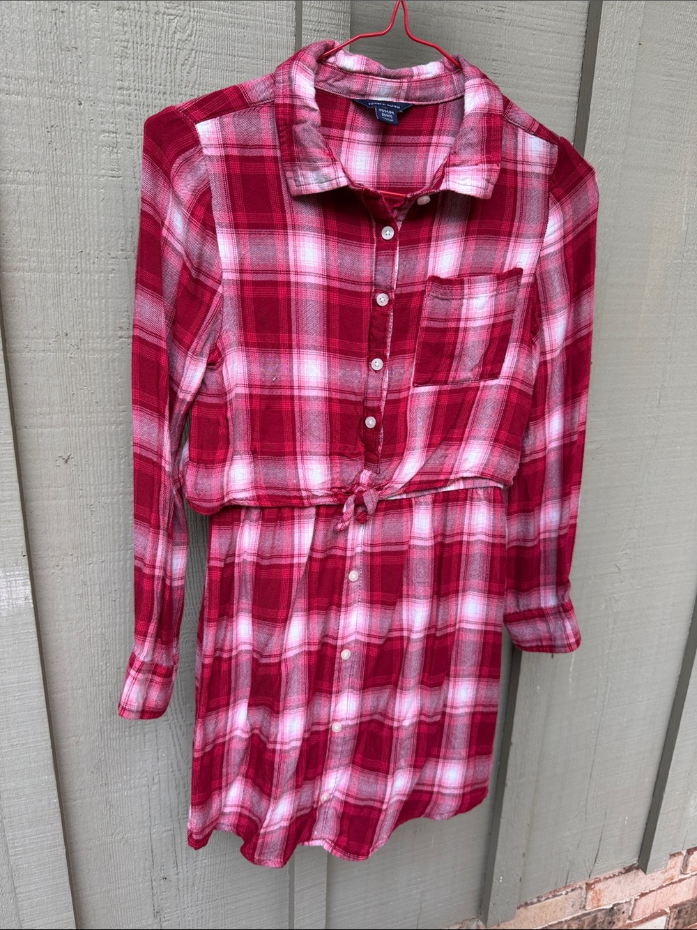 Tommy Hilfiger Red and White Plaid Shirt Dress
